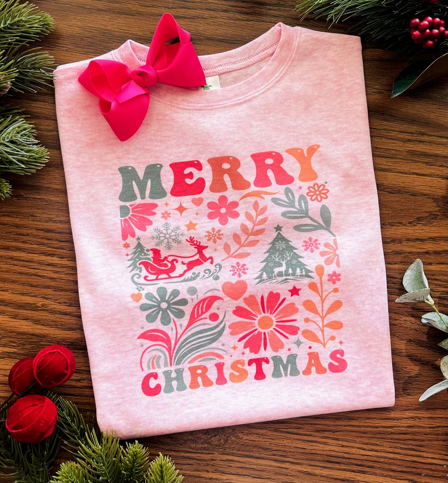 Merry Christmas Boho on Pink