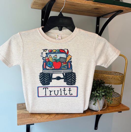 School Monster Truck with or without Personalization on Oatmeal