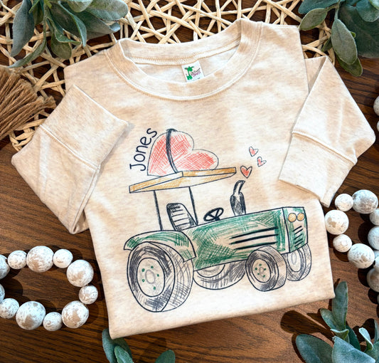 Valentine Scribble Tractor with Name