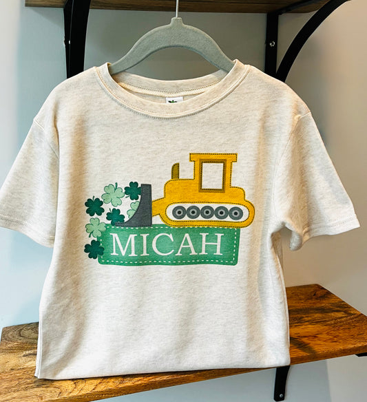 St Patrick’s Day Bulldozer with Custom Name