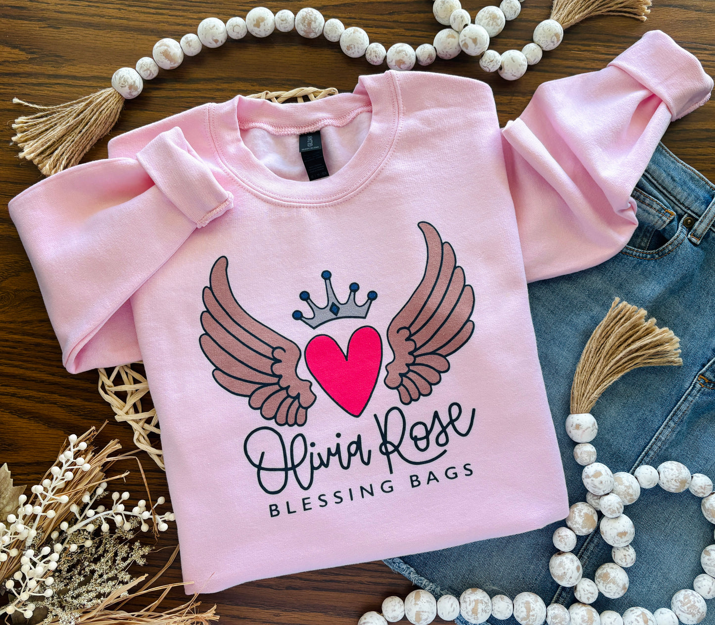 Adult Pink Sweatshirt Olivia Rose Blessing Bags