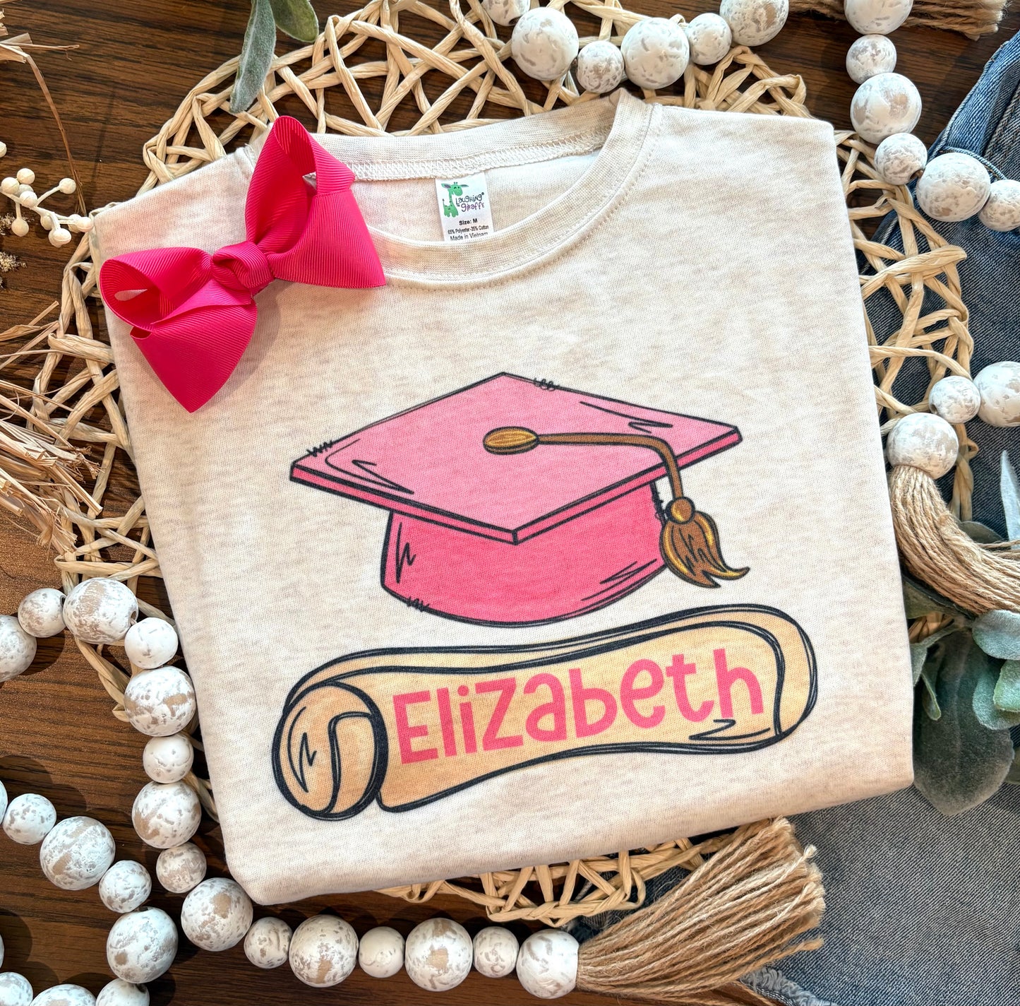 Pink Cap and Diploma with Name