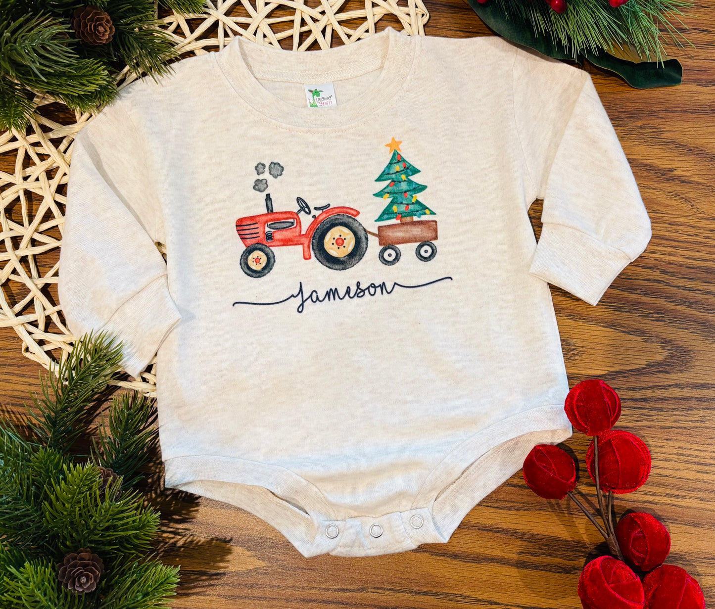 Red Tractor & Christmas Tree with or without Personalization