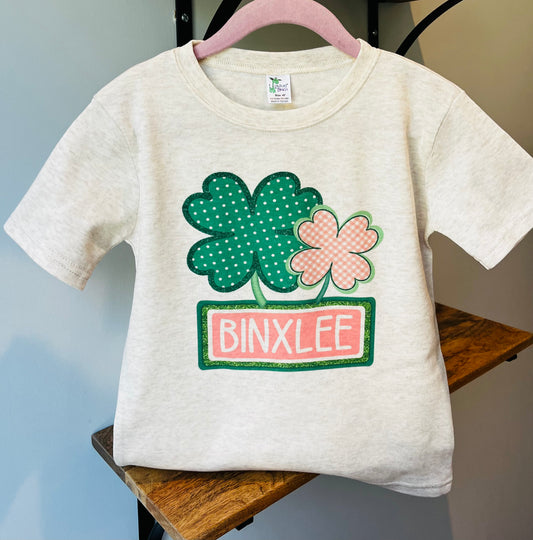 St Patrick’s Day Girl Shamrock with Custom Name