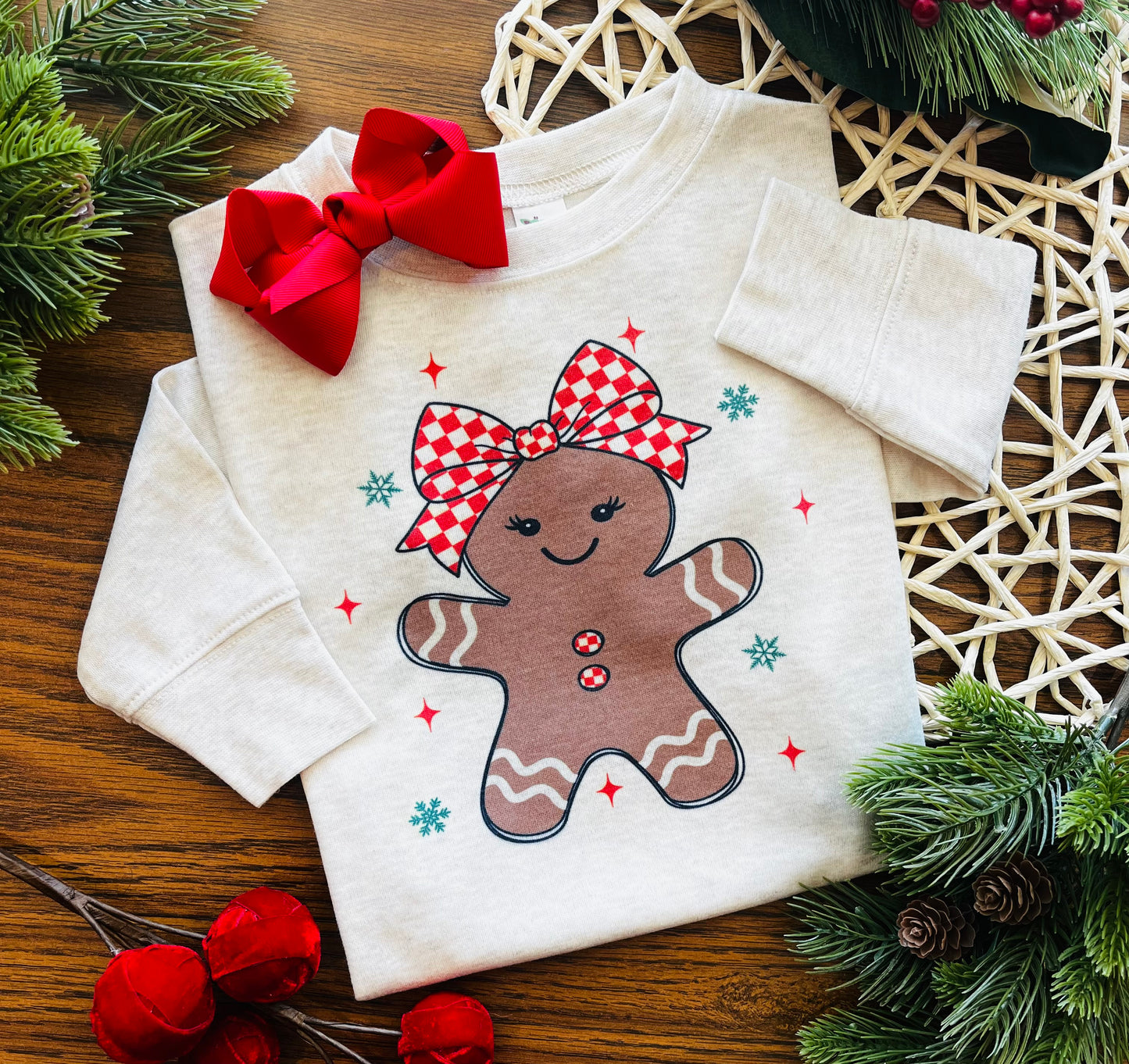 Gingerbread Girl with Check Bow