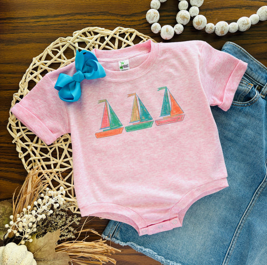 Sailboat Trio on Pink