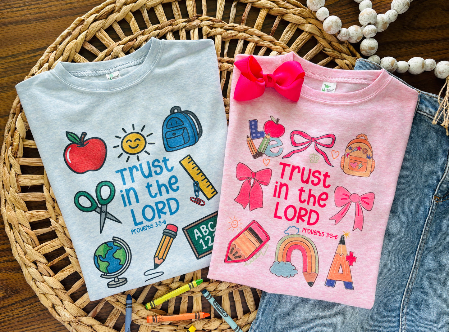 Trust in the Lord School Collage on Pink