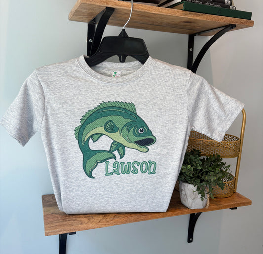 Bass Fish with or without Personalization on Grey