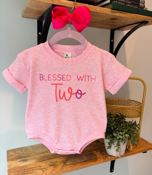 Blessed with Two on Pink