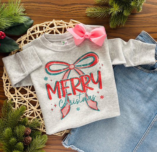 Bow Merry Christmas on Grey