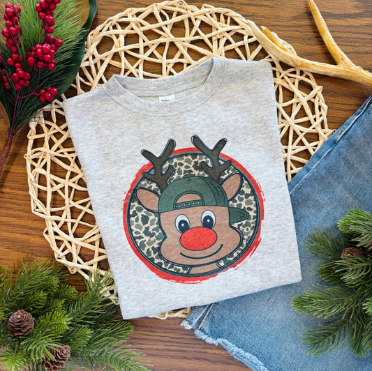 Boy Camo Reindeer on Gray