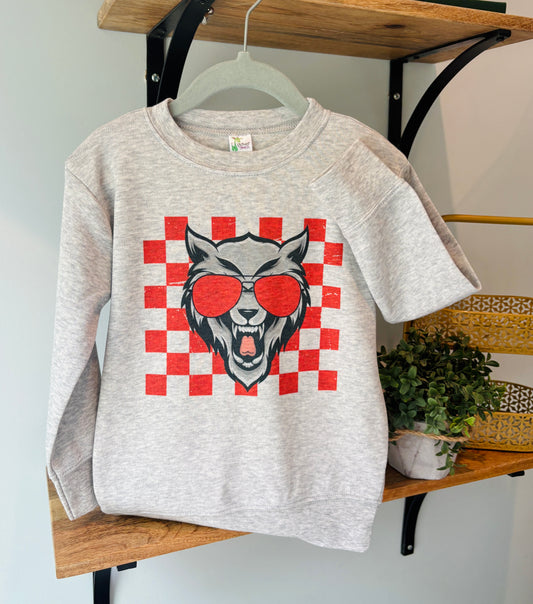 Boy Check Wolves Mascot on Grey