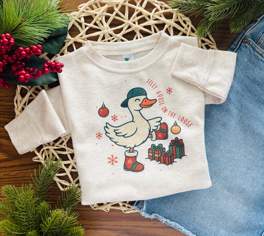 Boy Christmas Silly Goose on the Loose on Oatmeal