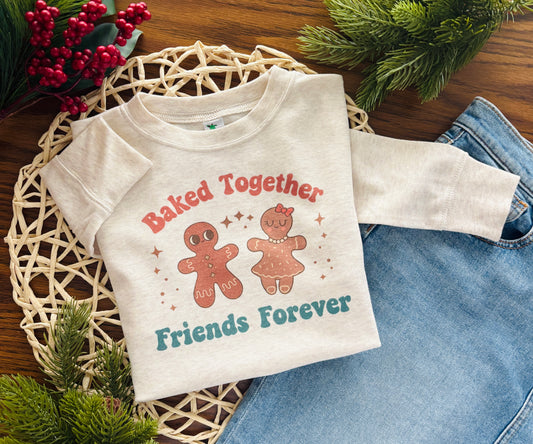 Boy Girl Twins Baked Together Friends Forever on Oatmeal