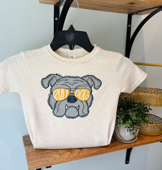 Bulldogs with Yellow Glasses on Oatmeal