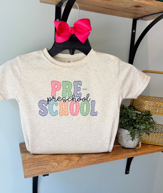 Sketch School Grade Girly Colors on Oatmeal: Preschool, Kindergarten, 1st, 2nd, 3rd, 4th, 5th
