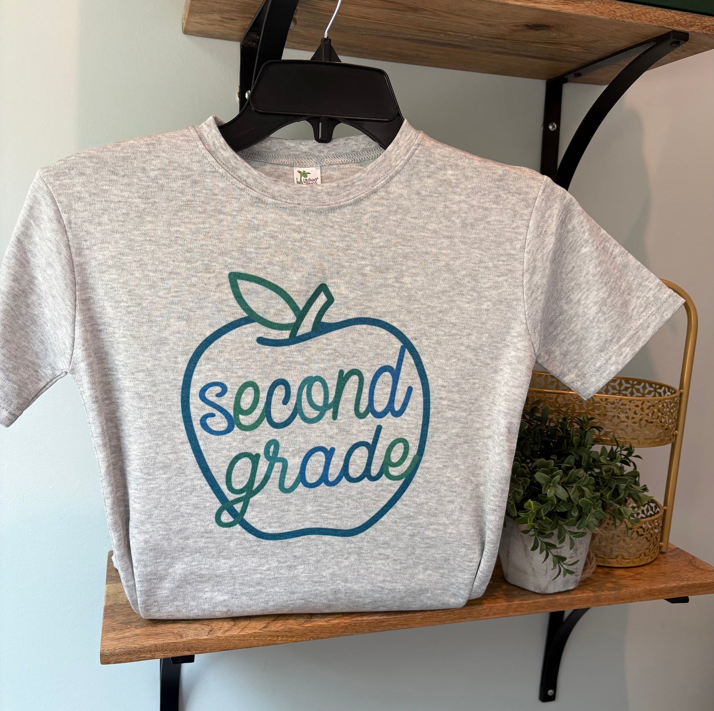 Boy Neon Apple, Pre-K, Preschool, Kindergarten, First Grade, Second Grade, Third Grade, Fourth Grade, Fifth Grade on Grey