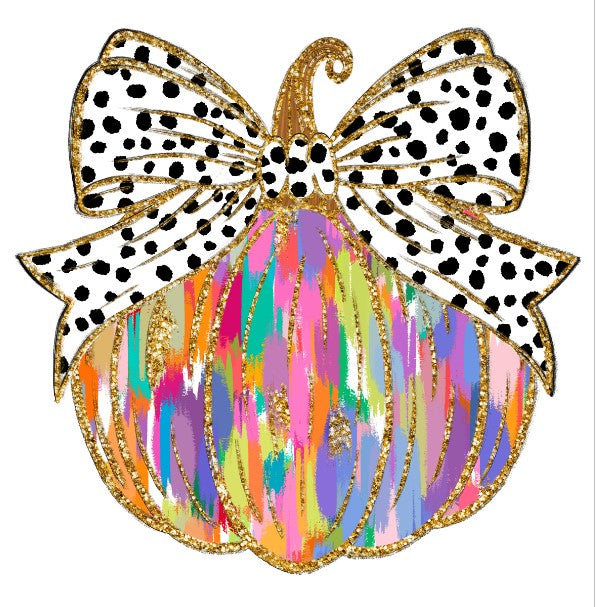 Bright Colors Glitter Pumpkin with Bow