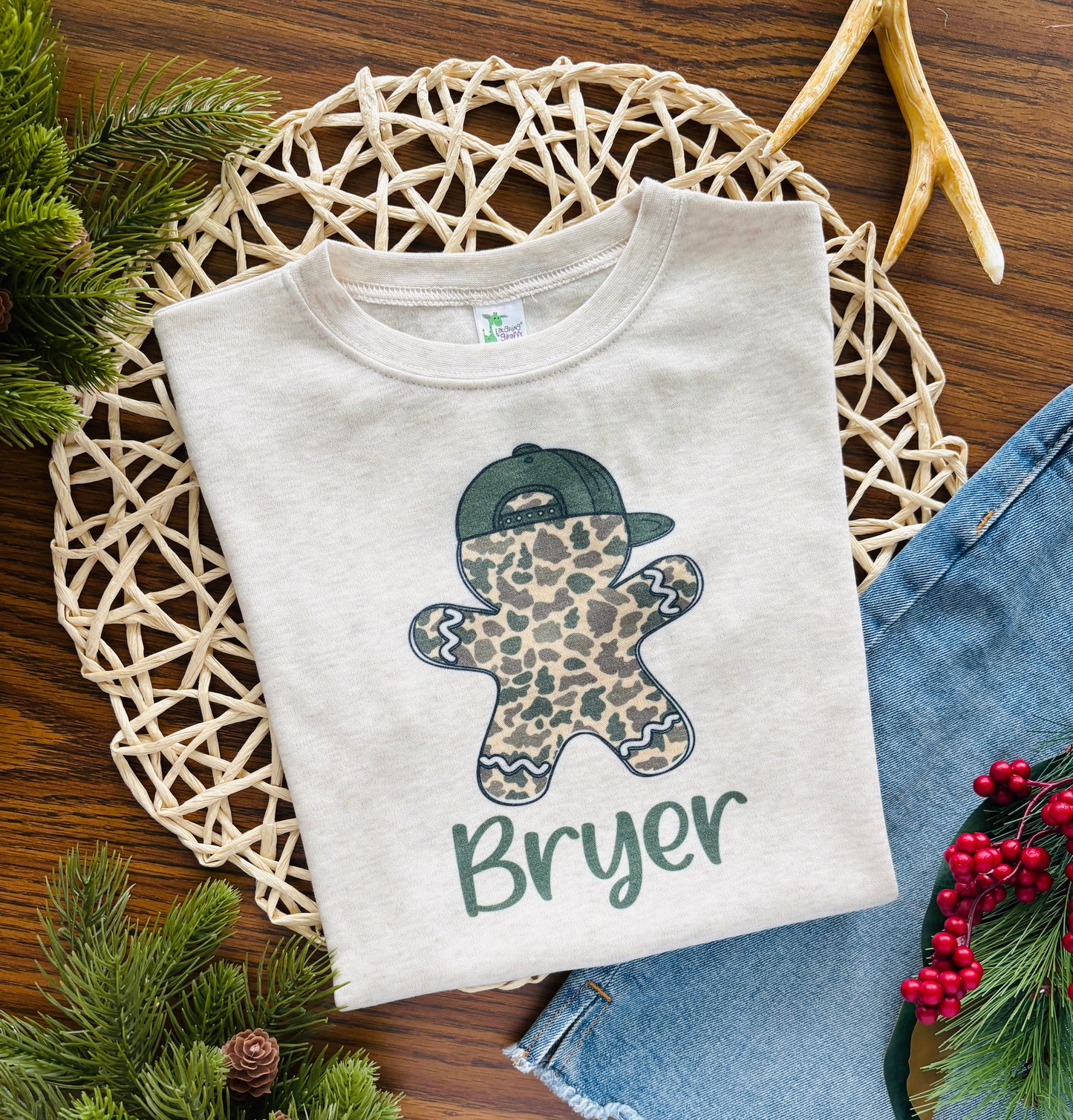 Camo Gingerbread Boy with or without Personalization
