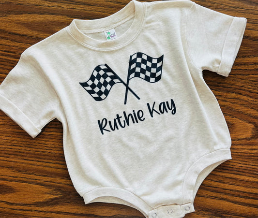 Custom Race Flags with Name - Girlie Font