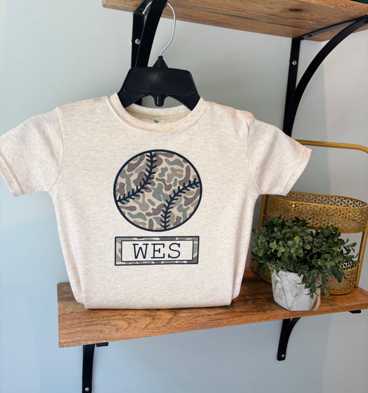 Camo Baseball with Name Box - on Oatmeal