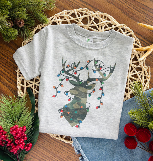 Camo Deer with Lights with or without Personalization on Grey