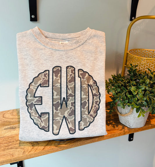 Camo Monogram on Grey