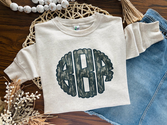 Camo Monogram on Oatmeal