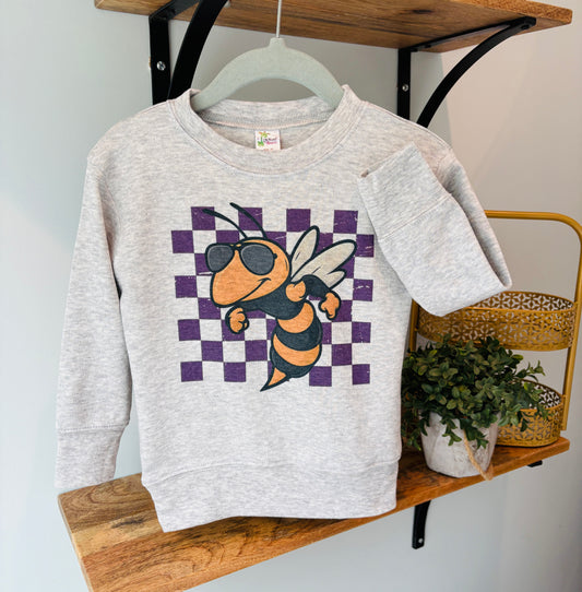 Check Mascot Yellow Jacket with Purple Check on Grey
