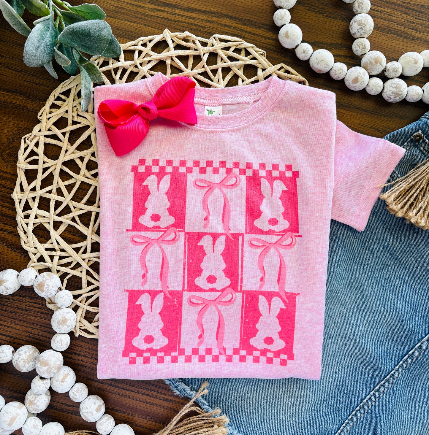 Pink Bows and Bunny Collage