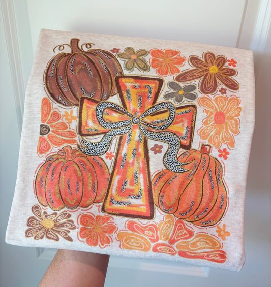 Colorful Fall Cross on Oatmeal