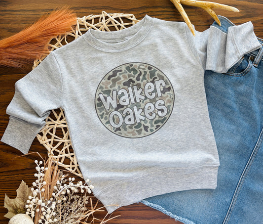 Custom Name Camo Circle on Grey