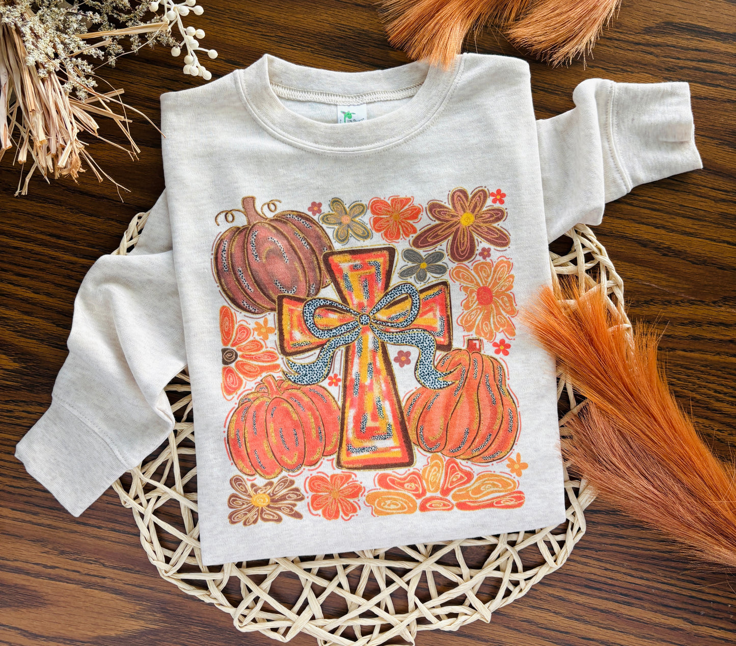 Colorful Fall Cross on Oatmeal