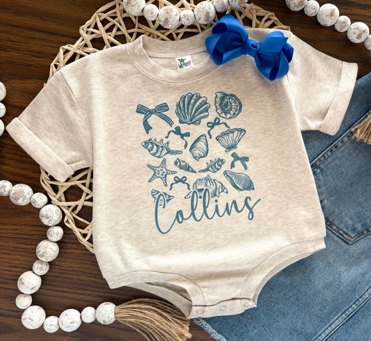 Blue Seashells with Name