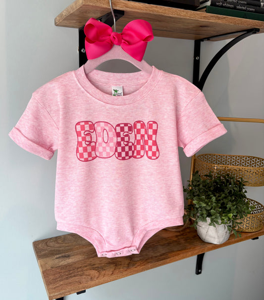 Pink Check Custom Name on Pink