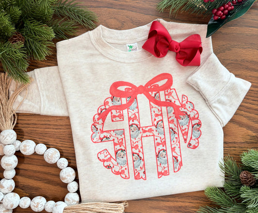 Santa Monogram with Bow