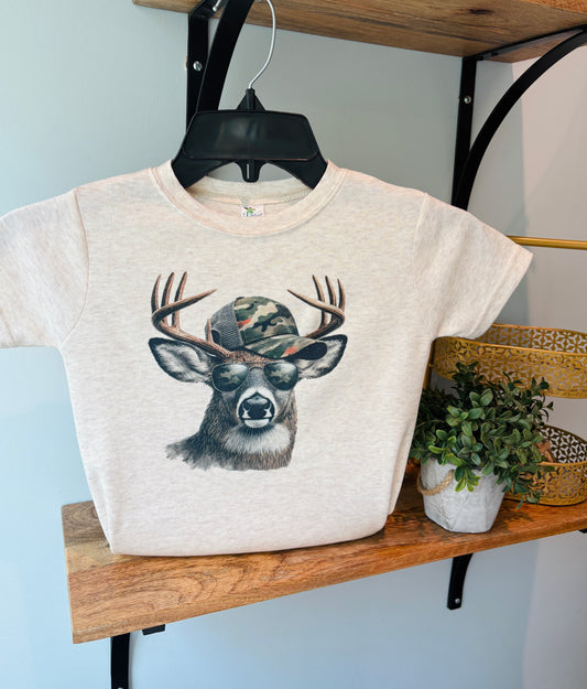 Deer with Camo Hat on Oatmeal