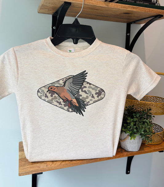 Dove on Camo Plaque on Oatmeal
