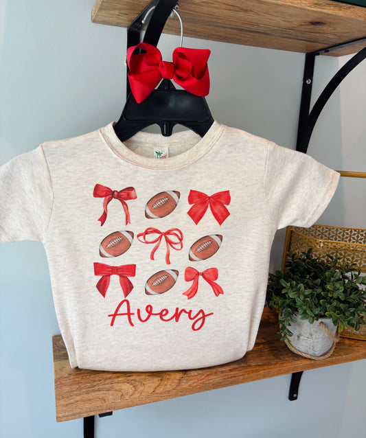 Red Bows Football Collage with or without Personalization