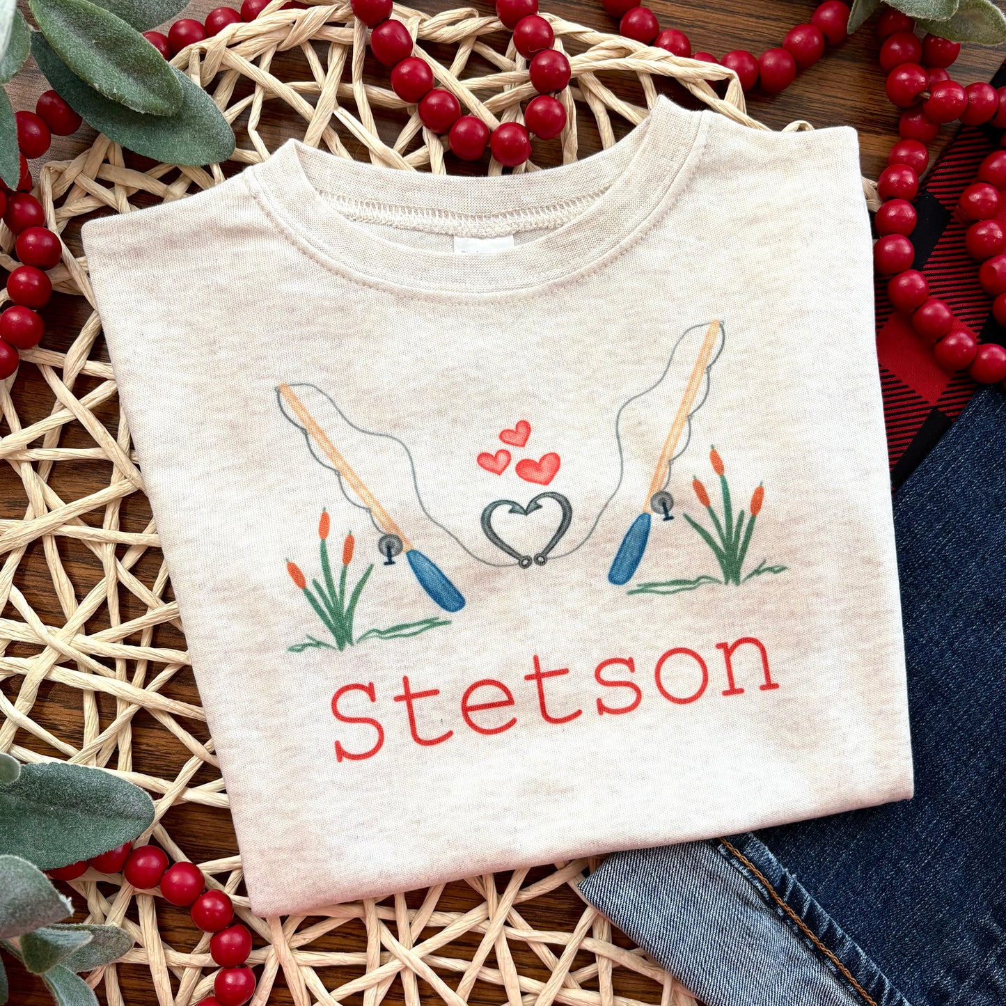 Valentine Fishing with name on Oatmeal