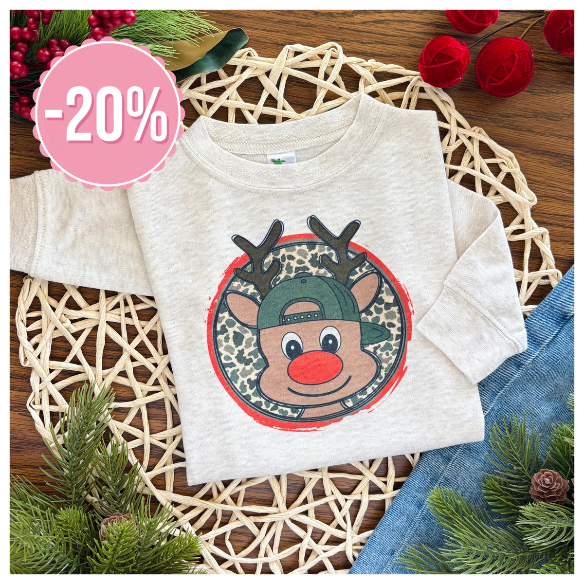 Boy Reindeer on Oatmeal  ‼️ Sale ‼️ 20% off at Checkout ‼️
