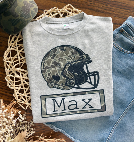 Camo Football Helmet with or without Name on Grey