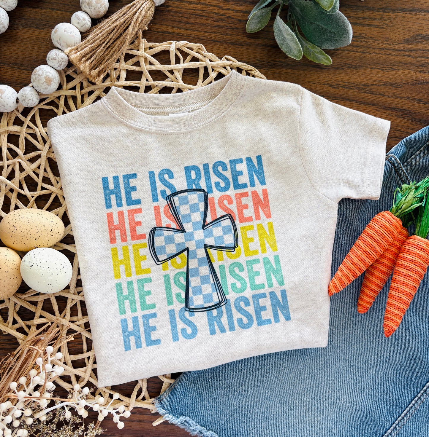 Boy Check Cross He Is Risen