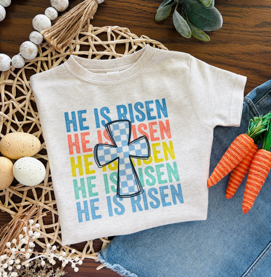 Boy Check Cross He Is Risen