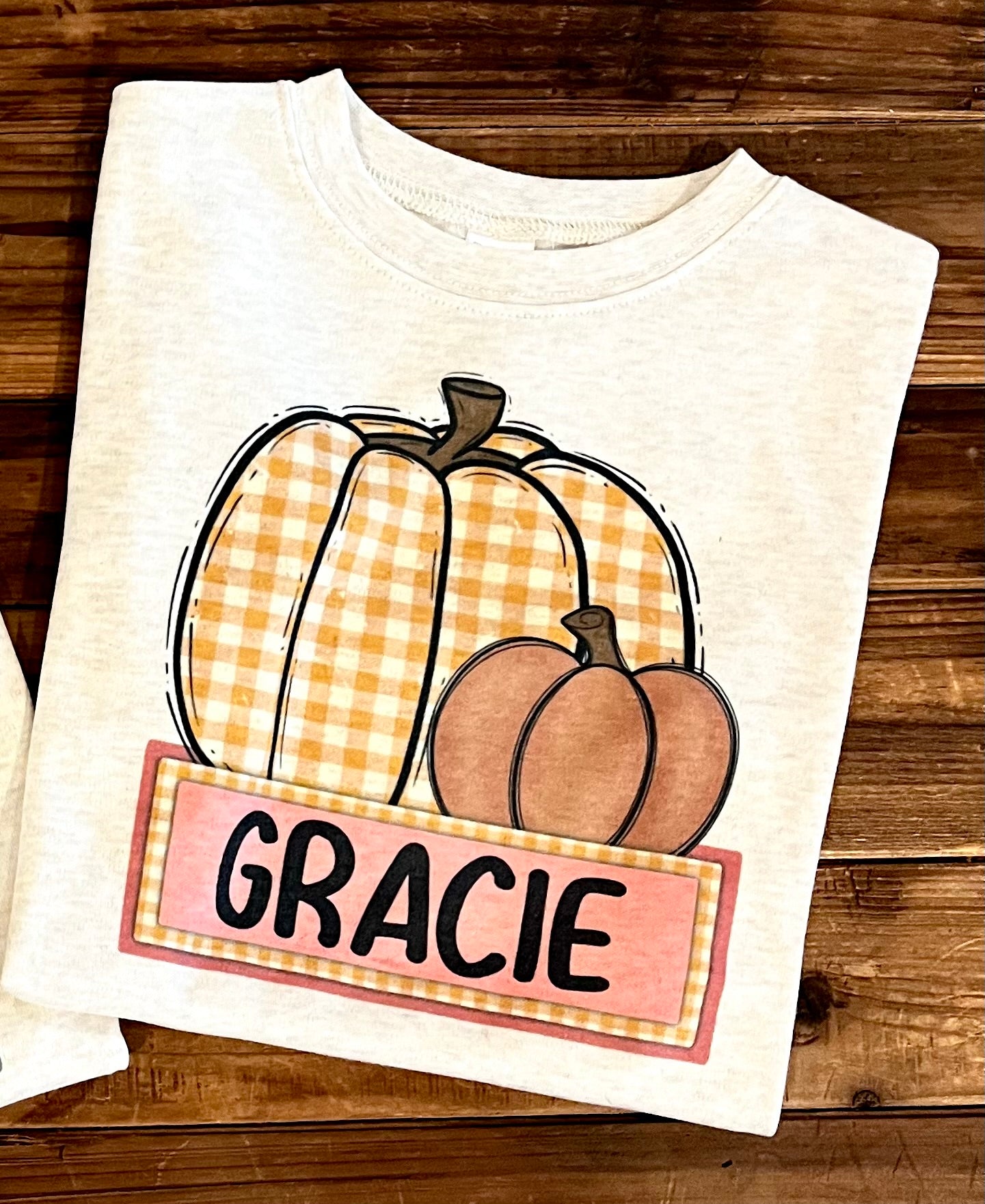 Girl Plaid Pumpkin with Name