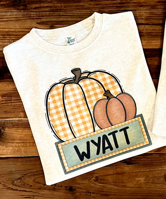 Boy Plaid Pumpkin with Name