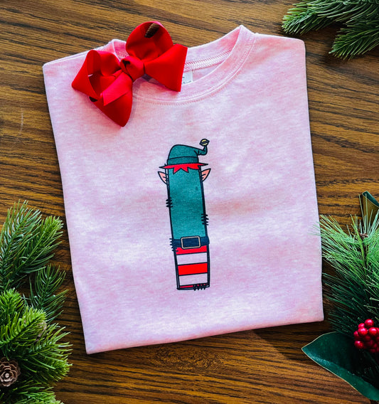 Christmas Elf Initial on Pink