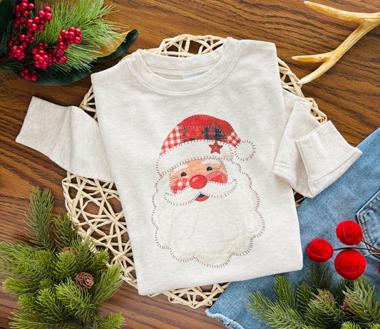 Faux Stitched Patchwork Santa