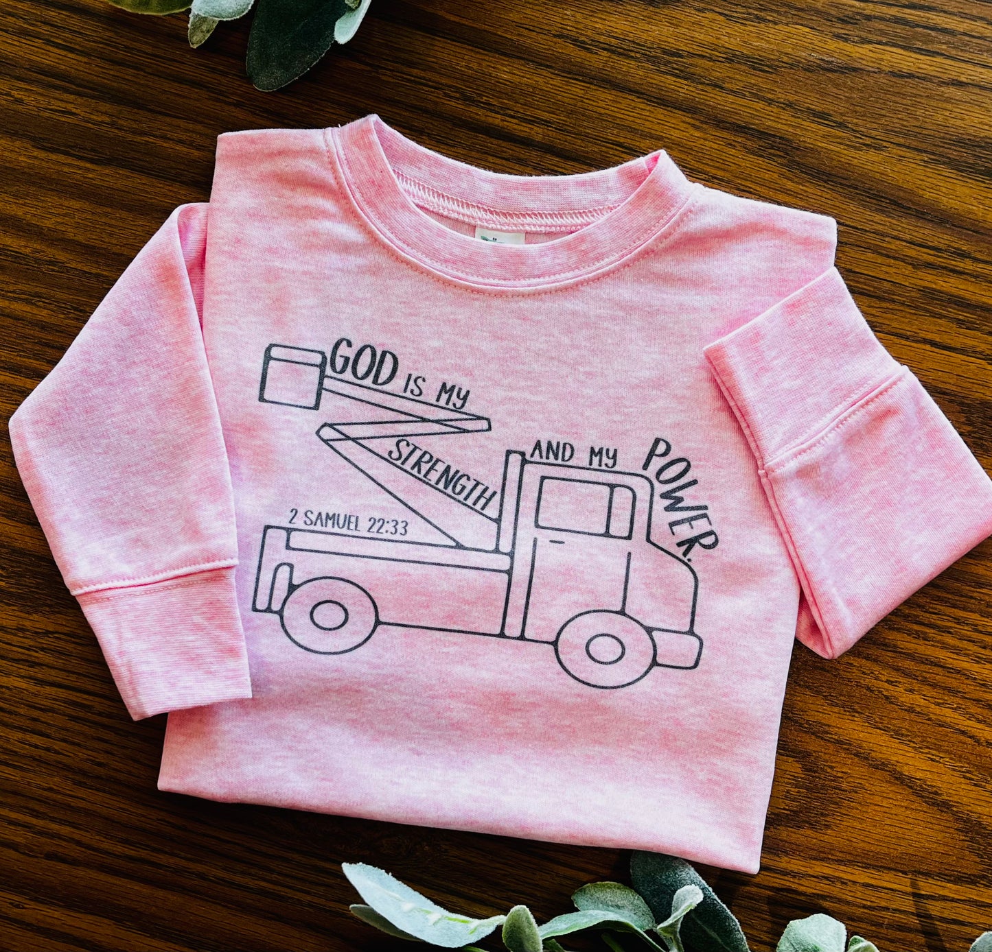 Bucket Truck Scripture on Pink