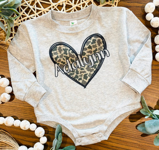 Camo Heart with or without Personalization on Grey